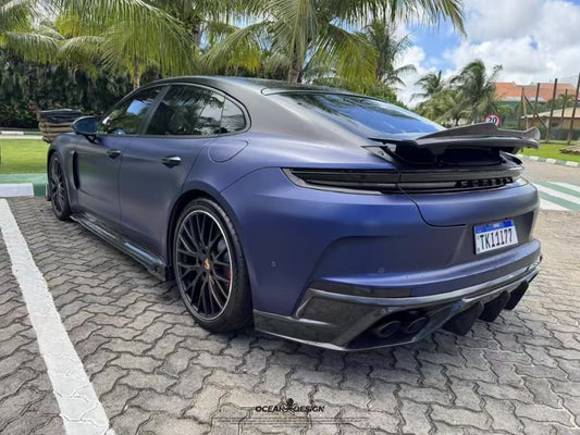 Porsche Panamera 976 Base 4 4S E-Hybird GTS Turbo 2024-ON with Aftermarket Parts - AE Desgin ART Side Skirts Carbon Fiber from ArmorExtend