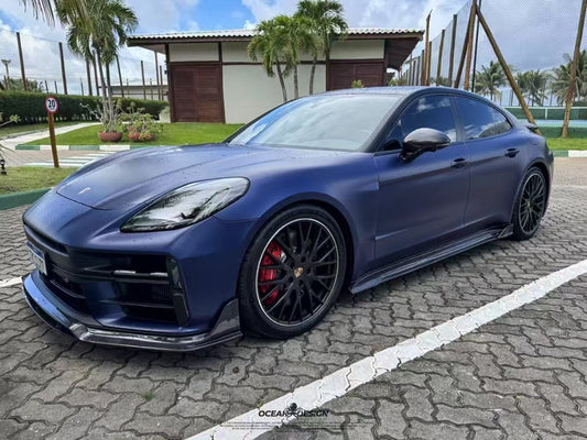 Porsche Panamera 976 Base 4 4S E-Hybird GTS Turbo 2024-ON with Aftermarket Parts - AE Desgin ART Side Skirts Carbon Fiber from ArmorExtend