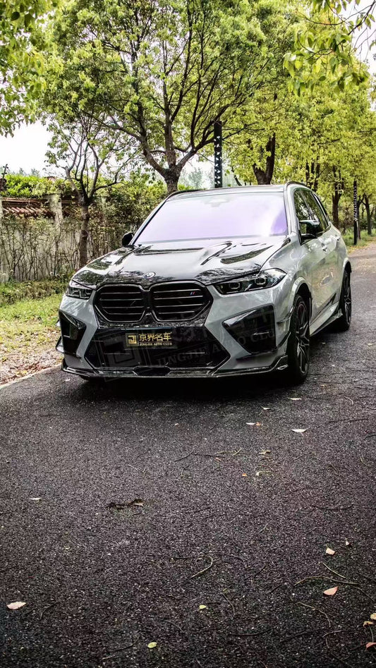 BMW X5M X5MC F95 & X6M X6MC F96 2024-ON (LCI) With Aftermarket Parts - AE Style Front Lip Carbon Fiber from ArmorExtend