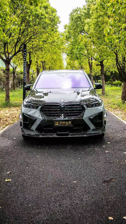 BMW X5M X5MC F95 & X6M X6MC F96 2024-ON (LCI) With Aftermarket Parts - AE Style Front Lip Carbon Fiber from ArmorExtend
