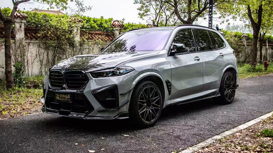 BMW X5M X5MC F95 & X6M X6MC F96 2024-ON (LCI) With Aftermarket Parts - AE Style Front Lip Carbon Fiber from ArmorExtend