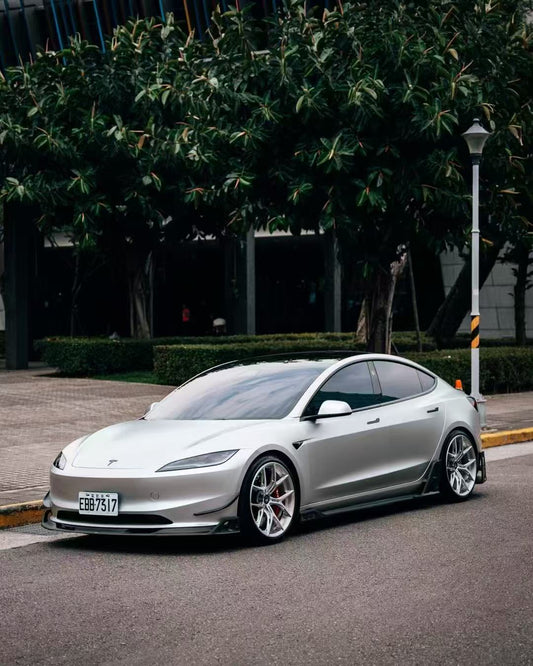 Tesla Model 3 Highland 2024-ON with Aftermarket Parts - AE Style Front Canards Carbon Fiber from ArmorExtend