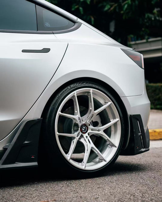 Tesla Model 3 Highland / Performance 2024-ON with Aftermarket Parts - AE Style Side Skirts & Canards Carbon Fiber from ArmorExtend