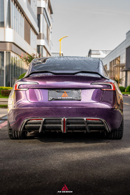 Tesla Model 3 Highland / Performance 2024-ON with Aftermarket Parts - Rear Lip Spoiler Dry Pre-preg Carbon Fiber from ArmorExtend
