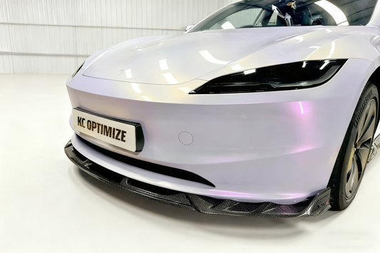Tesla Model 3 Highland 2024-ON with Aftermarket Parts - V2 Front Lip Dry Pre-preg Carbon Fiber from ArmorExtend