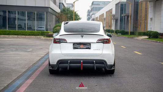 Tesla Model Y 2021 2022 2023 2024 with Aftermarket Parts - Plustic Style Rear Diffuser ABS from  ArmorExtend