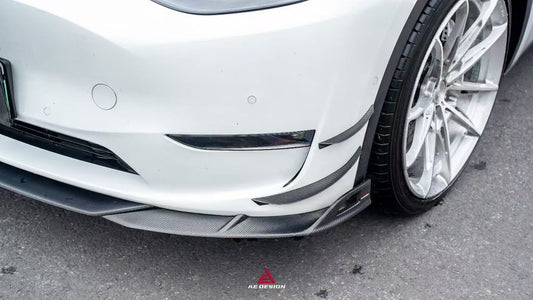 Tesla Model Y 2020 2021 2022 2023 2024 2025 with Aftermarket Parts - Front Lip ABS from ArmorExtend