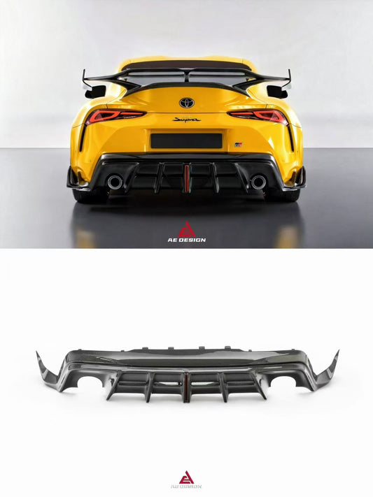 Toyota Supra MK5 A90 A91 3.0 2.0 2020-ON with Aftermarket Parts - AE Style Rear Diffuser & Canards Carbon Fiber from ArmorExtend