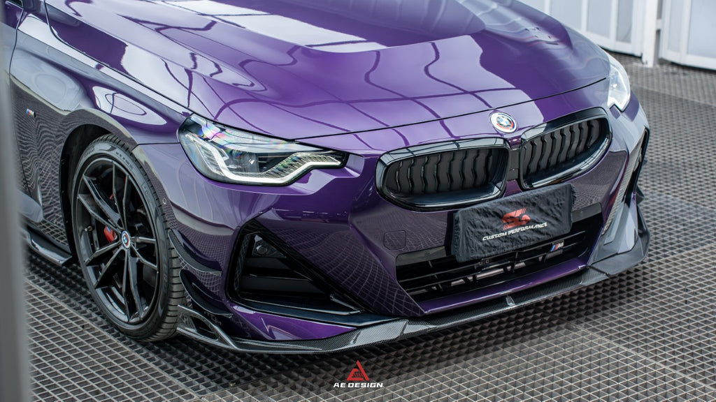 BMW 2 Series G42 230i (With M-Package Bumper) M240i 2022-ON with Aftermarket Parts - ART Style Carbon Fiber Front Canards from ArmorExtend