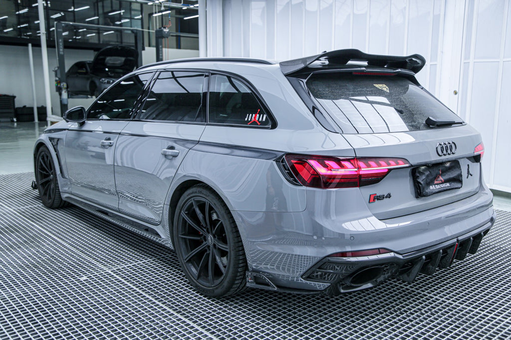 Audi RS4 B9 / B9.5 2018 2019 2020 2021 2022 2023 2024 with Aftermarket Parts - AE Rear Diffuser & Canards Carbon Fiber from ArmorExtend