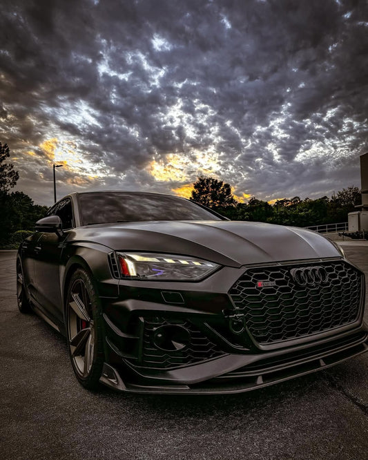 Audi RS5 B9.5 2020 2021 2022 2023 2024 with Aftermarket Parts - AE Style Front Lip Carbon Fiber from ArmorExtend