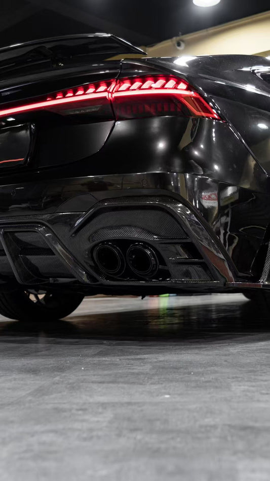 Audi RS6 C8 2020 2021 2022 2023 2024 & RS7 C8 2020 2021 2022 2023 2024 with Aftermarket Parts - AE Rear Diffuser & Canards Carbon Fiber from ArmorExtend