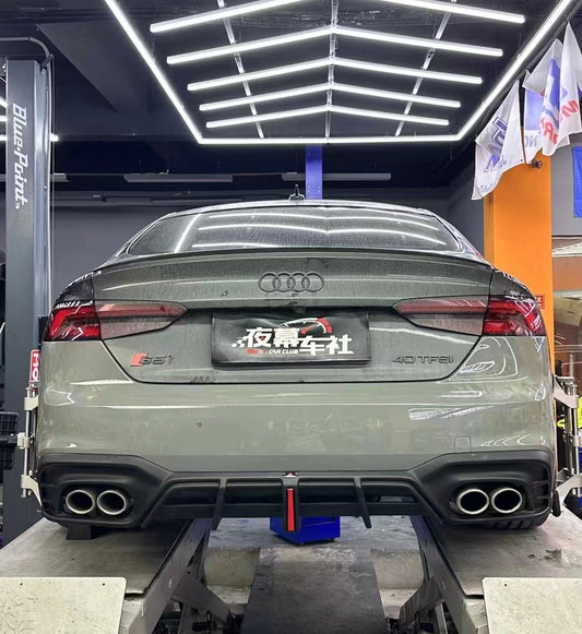 Audi S5 A5 (with s-line bumper, does not base model) B9.5 2020 2021 2022 2023 2024 with Aftermarket Parts - AE Rear Diffuser & Canards Carbon Fiber / ABS from ArmorExtend