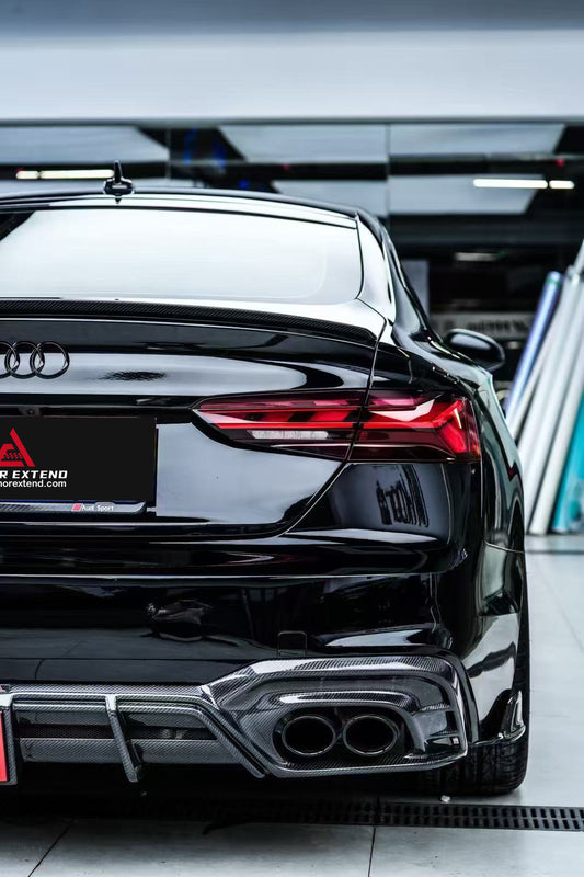 Audi S5 A5 (with s-line bumper, does not base model) B9.5 2020 2021 2022 2023 2024 with Aftermarket Parts - AE Rear Diffuser & Canards Carbon Fiber from ArmorExtend 