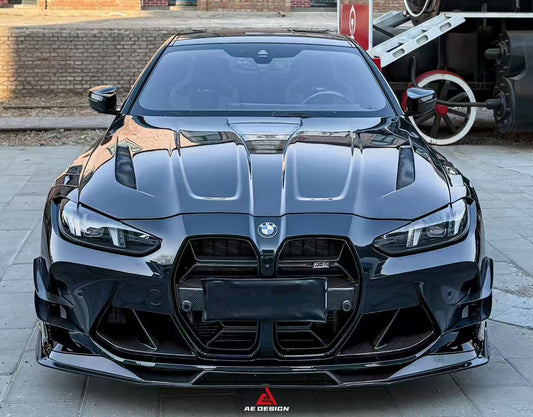 BMW M3 G80 G81 2021 2022 2023 2024 & M4 G82 G83 2021 2022 2023 2024 with Aftermarket Parts - AE V1 Style Front Lip Carbon Fiber from ArmorExtend