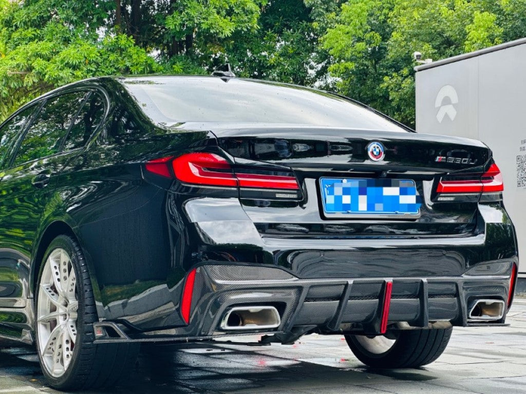 BMW M5/M5C F90 (Fits Both Pre-LCI & LCI) 2018-ON & 5 Series G30 540i M550i (With M-Package Bumper) G30 G31 (Fits Both Pre-LCI & LCI) 2017-ON with Aftermarket Parts - AE Style ABS Rear Diffuser & Rear Canards from ArmorExtend