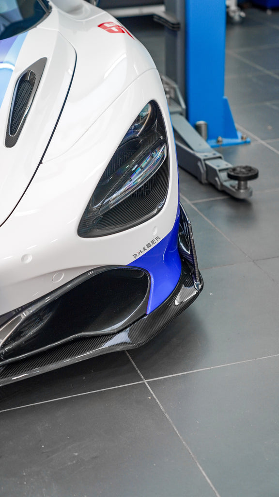 McLaren 720S 2018-2023 with Aftermarket Parts - AE Style Front Lip & Canards Carbon Fiber from ArmorExtend