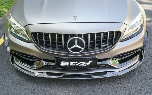 Mercedes Benz C-Class C63S C63 AMG W205 Coupe Convertible 2015 2016 2017 2018 2019 2020 2021 2022 2023 (suitable for both pre-facelift and facelift) with Aftermarket Parts - AE Front Canards Carbon Fiber from ArmorExtend