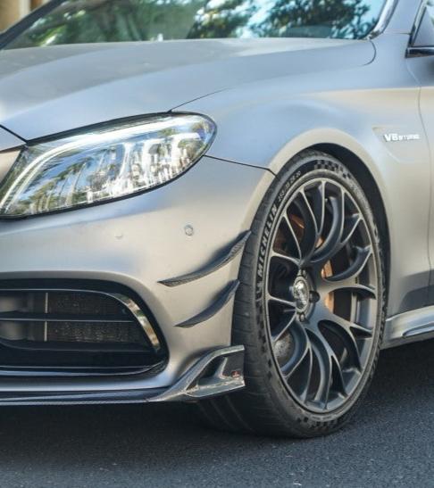 Mercedes Benz C-Class C63S C63 AMG W205 Coupe Convertible 2015 2016 2017 2018 2019 2020 2021 2022 2023 (suitable for both pre-facelift and facelift) with Aftermarket Parts - AE Front Canards Carbon Fiber from ArmorExtend