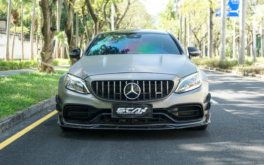 Mercedes Benz C-Class C63S C63 AMG W205 Coupe Convertible 2015 2016 2017 2018 2019 2020 2021 2022 2023 (suitable for both pre-facelift and facelift) with Aftermarket Parts - AE Front Lip Carbon Fiber from ArmorExtend