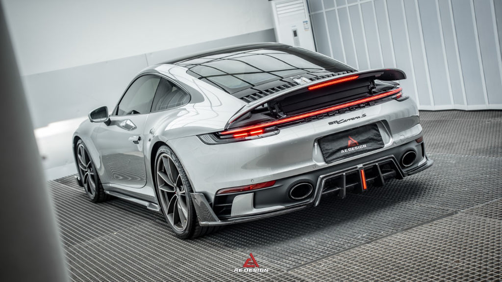 Porsche 911 992 Carrera/4/S/4S (Fits Aero Kit / Sport Package Only）2020-ON with Aftermarket Parts-ART Style Carbon Fiber Rear Diffuser  Canards from Armorextend