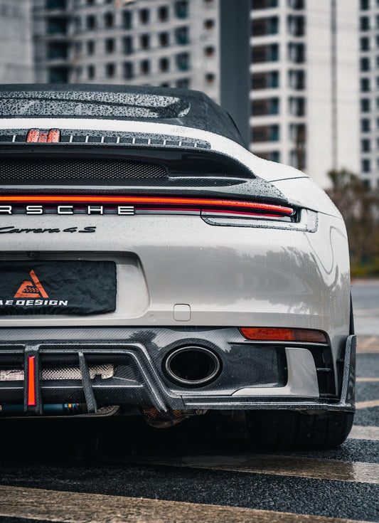 Porsche 911 992 Carrera/4/S/4S (Fits Aero Kit / Sport Package Only）2020-ON with Aftermarket Parts-ART Style Carbon Fiber Rear Diffuser  Canards from Armorextend