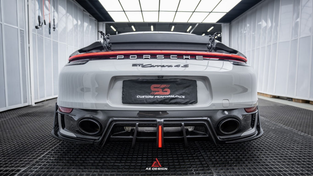 Porsche 911 992 Carrera/4/S/4S (Fits Aero Kit / Sport Package Only）2020-ON with Aftermarket Parts-ART Style Carbon Fiber Rear Diffuser  Canards from Armorextend