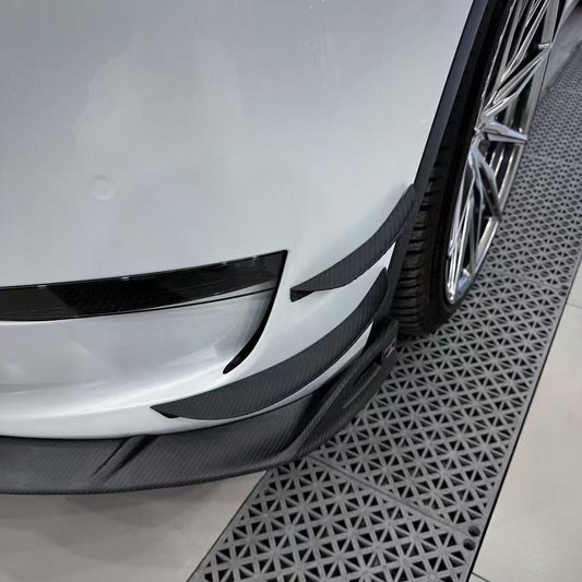 Tesla Model Y 2020 2021 2022 2023 2024 with Aftermarket Parts - AE Style Front Canards Carbon Fiber from ArmorExtend