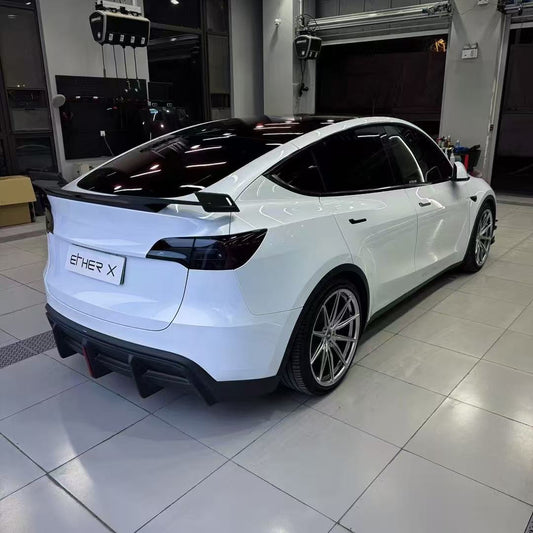 Tesla Model Y 2020 2021 2022 2023 2024 with Aftermarket Parts - AE Style Rear Diffuser Carbon Fiber from  ArmorExtend