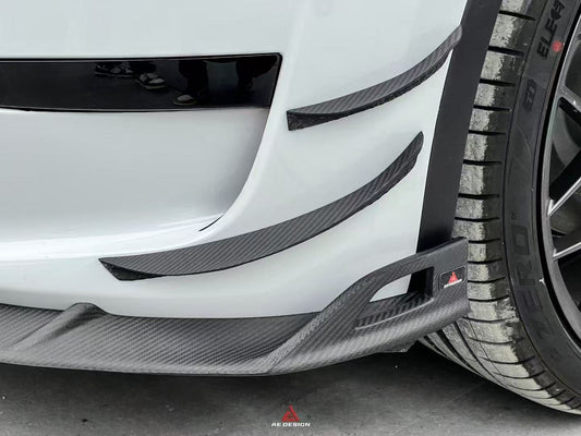 Tesla Model Y 2020 2021 2022 2023 2024 with Aftermarket Parts - AE Style Front Lip Carbon Fiber from ArmorExtend