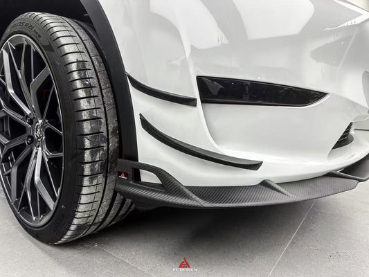 Tesla Model Y 2020 2021 2022 2023 2024 with Aftermarket Parts - AE Style Front Lip Carbon Fiber from ArmorExtend