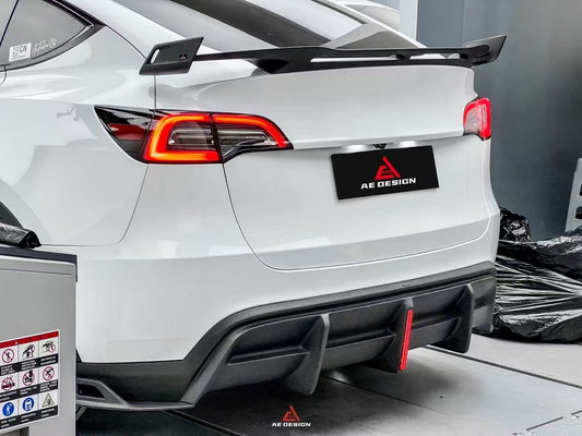 Tesla Model Y Performance AWD Long Range RWD Standard 2020 2021 2022 2023 2024 with Aftermarket Parts - AE Rear Wing Carbon Fiber from ArmorExtend