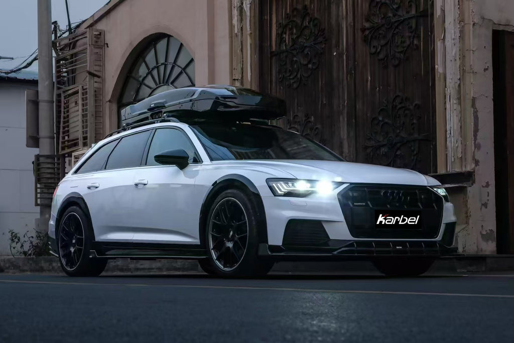 Audi A6 Allroad C8 2020-ON with Aftermarket Parts - V2 Style Front Lip Pre-preg Carbon Fiber from Karbel Carbon