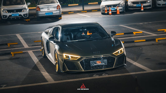 Audi R8 Gen 2 2017 2018 2019 2020 2021 2022 2023 with Aftermarket Parts - AE Style Hood Bonnet Double-sided Carbon Fiber / Partial Carbon Fiber from ArmorExtend