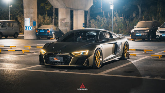 Audi R8 Gen 2 2017 2018 2019 2020 2021 2022 2023 with Aftermarket Parts - AE Style Hood Bonnet Double-sided Carbon Fiber / Partial Carbon Fiber from ArmorExtend