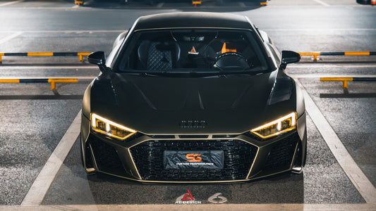 Audi R8 Gen 2 2017 2018 2019 2020 2021 2022 2023 with Aftermarket Parts - AE Style Hood Bonnet Double-sided Carbon Fiber / Partial Carbon Fiber from ArmorExtend