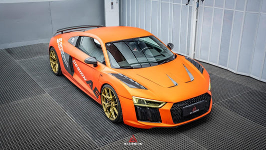 Audi R8 Gen 2 2017 2018 2019 2020 2021 2022 2023 with Aftermarket Parts - AE Style Hood Bonnet Double-sided Carbon Fiber / Partial Carbon Fiber from ArmorExtend