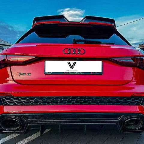 Audi RS3 8Y 2022-ON with Aftermarket Parts - Real Carbon Fiber Rear Diffuser & Canards from Ventus Veloce