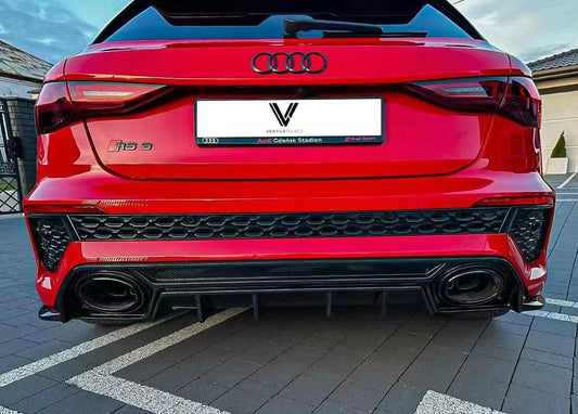 Audi RS3 8Y 2022-ON with Aftermarket Parts - Rear Diffuser & Canards Carbon Fiber from Ventus Veloce