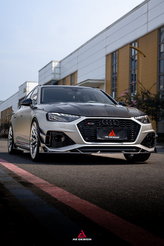 Audi RS4 B9.5 2020-ON with Aftermarket Parts - ART V2 Front Canards Dry Pre-preg Carbon Fiber from ArmorExtend