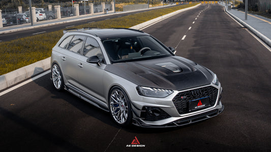 Audi RS4 B9 B9.5 2018-ON with Aftermarket Parts - ART V2 Front Lip Dry Pre-preg Carbon Fiber from ArmorExtend