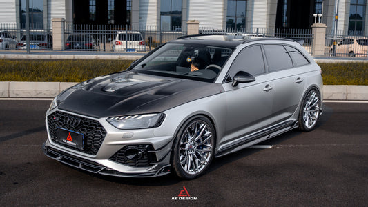 Audi RS4 B9.5 2020-ON with Aftermarket Parts - ART V2 Front Canards Dry Pre-preg Carbon Fiber from ArmorExtend