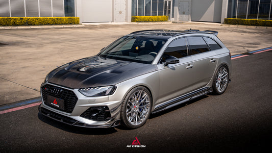 Audi RS4 B9.5 2020-ON with Aftermarket Parts - ART V2 Front Canards Dry Pre-preg Carbon Fiber from ArmorExtend