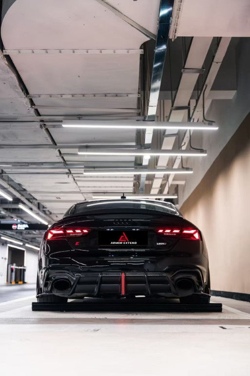 Audi RS5 B9.5 2020 2021 2022 2023 2024 2025 with Aftermarket Parts - AE V2 Style Rear Diffuser & Canards Dry Pre-preg Carbon Fiber from ArmorExtend