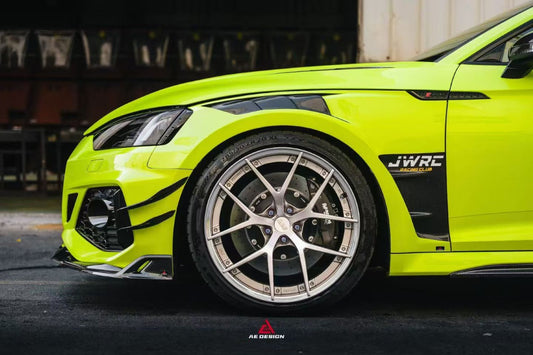 Audi RS5 B9.5 2020 2021 2022 2023 2024 2025 with Aftermarket Parts - AE V2 Style Front Canards Dry Pre-preg Carbon Fiber from ArmorExtend