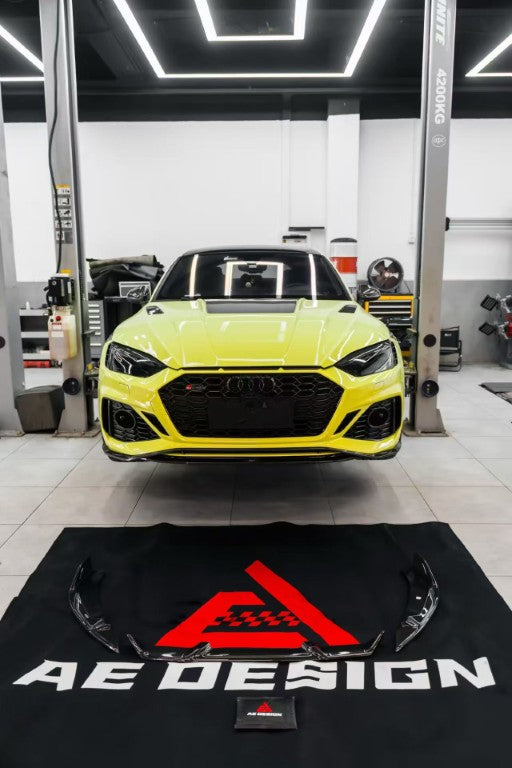 Audi RS5 B9.5 2020 2021 2022 2023 2024 2025 with Aftermarket Parts - AE V2 Style Front Lip Dry Pre-preg Carbon Fiber from ArmorExtend
