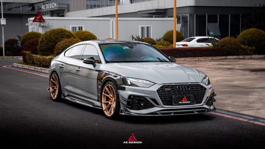 Audi RS5 B9.5 2020 2021 2022 2023 2024 2025 with Aftermarket Parts - ART V2 Style Side Skirts Dry Pre-preg Carbon Fiber from ArmorExtend