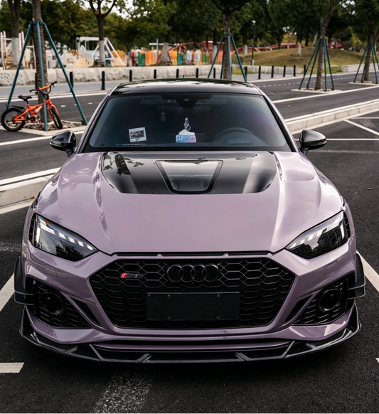 Audi RS5 S5 A5 B9 B9.5 2017 2018 2019 2020 2021 2022 2023 2024 2025 with Aftermarket Parts - ART Vented Transparent Glass V2 Style Hood Bonnet Dry Pre-preg Carbon Fiber from ArmorExtend