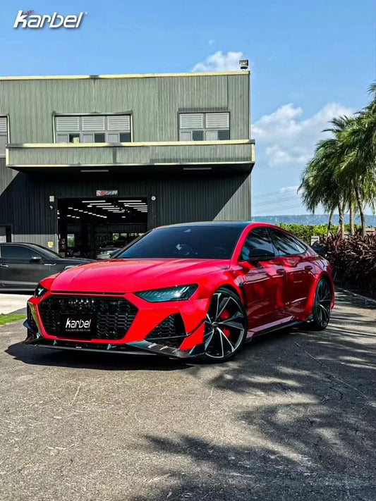 Audi RS6 C8 2020-ON & RS7 C8 2020-ON with Aftermarket Parts - Front Canards Pre-preg Carbon Fiber from Karbel Carbon