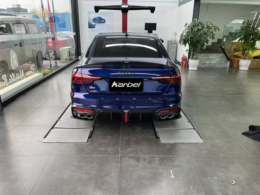 Audi S4 B9.5 2020 2021 2022 2023 2024 with Aftermarket Parts - V3 Rear Diffuser & Canards Pre-preg Carbon Fiber from Karbel Carbon